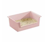 Open Cat Potty Pan, Anti Splashing Low Entrance Kitty Tray, with High Sided, Household Litter Box for Big Cats and Multi Cat(Pink,38.2cm)