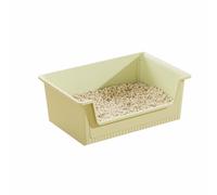 Open Cat Potty Pan, Anti Splashing Low Entrance Kitty Tray, with High Sided, Household Litter Box for Big Cats and Multi Cat(Green,38.2cm)