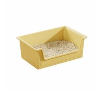 Open Cat Potty Pan, Anti Splashing Low Entrance Kitty Tray, with High Sided, Household Litter Box for Big Cats and Multi Cat(Yellow,38.2cm)