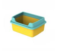 Open Cat Potty Pan, Easy Clean Plastic Litter Toilet, with Removable High Sides, Corner Litter Tray for Multiple Cat Households(Yellow,48cm)