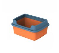 Open Cat Potty Pan, Easy Clean Plastic Litter Toilet, with Removable High Sides, Corner Litter Tray for Multiple Cat Households(Orange,48cm)