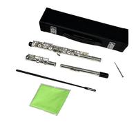 Open/Closed Hole C Tone 16 Key Silver Plated Flute With Case Tuning Rod And Cloth Flute for Beginner (Color : Open)