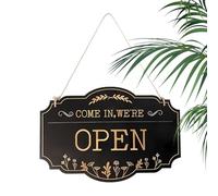 Open Closed Sign | Double Sided Hand Painted Wooden Indicator | Open Close Hanging Sign for Friends, Students and Adults | Indoor, Office, Business, Ge