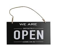 Open Closed Sign Double Sided Hanging Shop Window Home Business Reversible Black 12x23x0.6 cm
