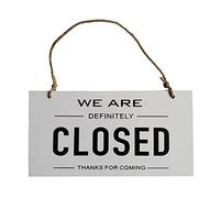 Open Closed Sign Double Sided Hanging Shop Window Home Business Reversible White, 12x23x0.6cm