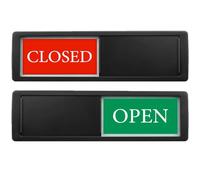 Open Closed Sign for Business Door, Open and Closed Magnetic Sliding Sign for Business Store Office Door Window Restaurants Bars Retail Salon Shops (Black)