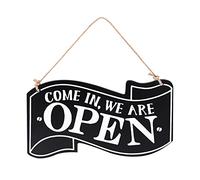 Open Closed Sign for Shop 14x25cm Wooden Plaque Sign Decorative Wooden Sign Open Close Door Hanging Sign Double Sided Sign Come In We Are Open Come Again We Are Closed for Restaurant Coffee Shop Black