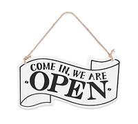 Open Closed Sign for Shop 14x25cm Wooden Plaque Sign Decorative Wooden Sign Open Close Door Hanging Sign Double Sided Sign Come In We Are Open Come Again We Are Closed for Restaurant Coffee Shop White
