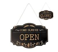 Open & Closed Sign,Hand Painted & Reversible Wooden Indicator - Open & Closed Sign for Business | For Family Friends Adults Office Store Warehouse Indoor & Outdoor