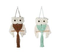 Open Closed Sign Hand-woven Owl Tapestry Home Decor Macrame Art Wall Hanging Tassel Ornament For Living Room Bedroom Decoration(Brown)