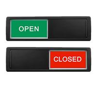 Open Closed Sign, Open Signs Privacy Slide Door Sign Indicator for Business Storefront, Restroom, Office Door, Wall, Window, Restaurants, Retail Salon Shops (Black)
