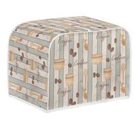 Open Closed Sign Toaster Cover, Coffee Stripes Print Microwave Oven Grill Kitchen Appliance With Top Handle(4Slice(27x31.5x21cm))