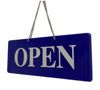 Open Closed Sign with Chain & Suction Rigid-3mm Black Green Blue Red Silver Gold White (Blue Silver)