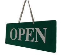 Open Closed Sign with Chain & Suction Rigid-3mm Black Green Blue Red Silver Gold White (Green Silver)