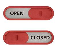 Open Closed Sliding Sign (Red) - Privacy Slide Door Indicator with Clear Bold Text - Open Closed Sign for Business Storefront Window, Office, Store, Private Studio and Clinics