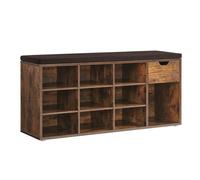 Open Compartments Shoe Bench, Rustic Brown