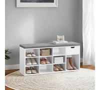Open Compartments Shoe Bench, White