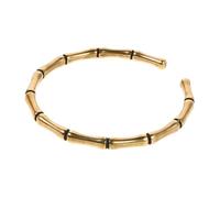 Open Cuff Bangle Bracelet for Women Handmade Gold Plated Bamboo Design Stylish Minimalist Jewelry Comfortable Fit and Peace Symbol
