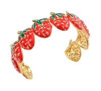 Open Cuff Bracelet Strawberry Style Stainless Steel Flexible Fit Everyday Wear Trendy Accessory for Casual Occasion Adjustable Trendy Casual Party Wrist Accessory, one size, As described