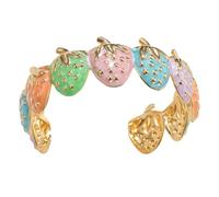 Open Cuff Bracelet Strawberry Style Stainless Steel Flexible Fit Everyday Wear Trendy Accessory for Casual Occasion Adjustable Trendy Casual Party Wrist Accessory, one size, As described
