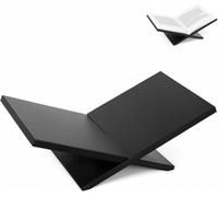 Open Display Stand, Solid Wood Book Holder Large Book Display Holder, Open Bookstand for Display and Reading Cookbooks, Art Books, Magazines, Bible Textbooks (Black)