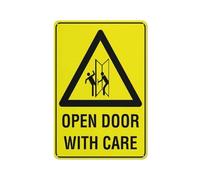 Open Door with Care Sign for House 12" X 8" Yard Sign, Premium Aluminum, Sun-Proof, Rust-Free