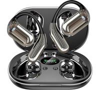 Open Ear Clip Wireless Earbuds Bone Conduction Headphones, Bluetooth 5.4，Built-in Mic, IPX7 Waterproof, LED Display Charging Case,Ear Hooks Ear Buds, Design for Running/Fitness/Office/Sport
