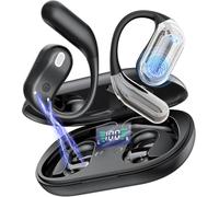 Open Ear Headphones 50 Hours Wireless Bluetooth 5.4 HiFi Headphones with Flexible Ear Hooks 4 ENC Mic 1 Hour Quick Charge Type-C Cable Double LED Charging Box Smart Touch Over On Ear Earphones for