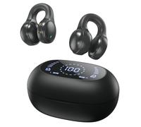 Open Ear Headphones Bluetooth 5.4, Bluetooth Headphones Sport Wireless, Ear Clip Sports Headphones with Built-in Microphone, HiFi Sound with Digital Display, Wireless for Training, Running, Driving