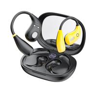 Open Ear Headphones Bluetooth 5.4 Bone Conduction Wireless Earbuds with LED Display Charging Case Makeup Mirror Open Earbuds Ultra-Light Sports Earphones with Secure Fit Sweatproof for Sport, Driving