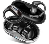 Open Ear Headphones, Bluetooth 5.4 Earbuds, 50H, Air Conduction Ear Buds, HD Stereo Bass Over Ear Earphones with Earhooks, Ultra-Comfort Secure Fit, IPX7 Waterproof Ear buds for Working Sports, Black