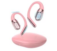 Open Ear Headphones Bluetooth 6.0, 45Hrs Wireless Sports Earbuds with Wide Area Tap, Secure Fit Ear Hook, IPX7 Waterproof Earphones for Gym, Running, Office, Immersive Stereo & ENC Calls, Pink