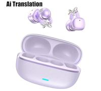 Open-Ear Headphones - Bluetooth AI Translation Earbuds with Microphone Earphone Rhinestone & Decoration,Secure,Ligh