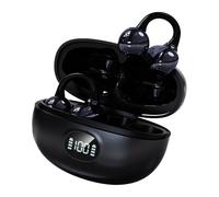 Open Ear Headphones, Clip On Earphones, 4.5g Lightweight Comfort, Bluetooth 5.4 with Headphone ENC Noise Cancelling Mic, Spatial Audio, 50H Playtime, IPX5 Waterproof for Running Gym (Deep black)