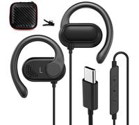 Open Ear Headphones Wired for Samsung S25 S24 Ultra S23 Fe S22+ A35, USB Type C Earphone with Mic Over Ear Wired Earbuds with Ear Hook for iPhone 17 Air 16 15 Pro Max Plus iPad Pixel 10 9 8a 7