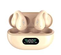 Open Ear Headphones Wireless Bluetooth Clip On Mini Earbuds Charging Case Earplugs Sport Bone Conduction Earphones Headphones for TV Phone Laptop Music (Khaki)