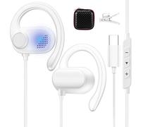 Open Ear USB C Headphones for Samsung S26 S25 Ultra S24 S23 FE A16 A36,Over Ear Buds Wired Type C Sport Headsets with Adjustable Ear Hooks for iPhone 17 16 15 Pro Max Plus/iPad 11 10/Pixel 10a 9,White