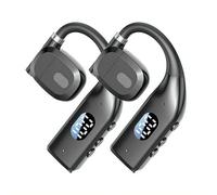 Open Ear Wireless Bluetooth Headset, 360° Rotatable Earpiece with Led Display, 0.5h Fast Charging, 200h Long Standby Hands-free Earpiece, for Office Business Calls, Driving And Daily (Black 2 Pcs)