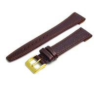Open Ended Watch Band Strap for Classic Vintage Watches. Genuine Leather 20mm Brown with Gilt (Gold Colour) Buckle