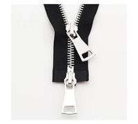 Open-ended Zip,Zipper Eplacement,1pcs 5# 70~90cm Silver Metal Teeth Zipper Double Slider Two-Way Zips Open End For DIY Handmake Sewing Coat Clothing Tailor Repair Accessories Tool(Black,90CM-5#)