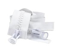 Open-Ended Zip,Zipper Eplacement,Resin Open-Ended Zips 8# 60-250cm Double Sliders Open End Zip Jacket Coat Tent Black Zippers Sleeping Bags Tent DIY Sewing Clothing Accessories(White,120CM-NO8)