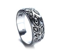 Open Eye of God Ring for Men Women, Adjustable Vintage Eye of Horus Ring Triangle Black Silver Engraved Eye of Seeing Ring Ring, silver plate, No Gemstone