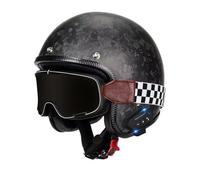 Open Face Bluetooth Motorbike Helmets DOTECE Approved Retro Motorcycle Half Helmet Avce Goggles 3/4 Half Face Crash Helmets for Adults Unisex Built-In Dual Speaker Microphone L,M:57-58CM