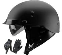 Open-Face Half Helmet - ECE 22.06 Approved Retro Brain Cap for Cruiser Chopper Scooter Pilot Motorcycle Motorbike Half Helmet for Men and Women B2,XL/(61~62cm)