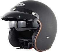 Open-face Helmet with Sun Visor, 3/4 Motorcycle Helmet, Adult Retro Men's and Women's Motorcycle Helmet, Half-face Motorcycle Helmet, ECE Certified Helmet E,2XL=63-64CM