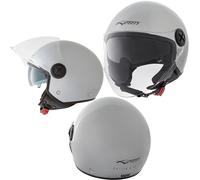 Open Face Jet Helmet Motorbike Scooter Duuble Visor Inner Sun Silver XL