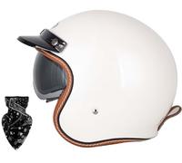 Open Face Low Profile Helmet, Motorcycle Helmet with Inner Sun Visor, Open Face Motorbike Helmets for Adult - Motorbike Rider Road Legal ECE22-06 Approved A,M57-58CM