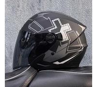 Open Face Motorbike Helmet ECE 22.06 Approved Classic Open Face Motorcycle Scooter Moped Motorbike Helmet Scooter Motorcycle Crash Jet Helmet for Men Women Double Sun Visor A1,M55-56