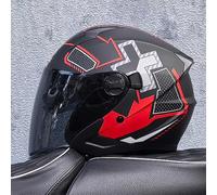 Open Face Motorbike Helmet ECE 22.06 Approved Classic Open Face Motorcycle Scooter Moped Motorbike Helmet Scooter Motorcycle Crash Jet Helmet for Men Women Double Sun Visor A3,M55-56