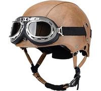 Open Face Motorbike Helmet Half Helmet Brain Cap Vintage Motorcycle Helmet German Style Pilot Helmet Scooter Helmet ECE 22.06 Approved for Men Women Adult Crash Helmet 3,54~61cm